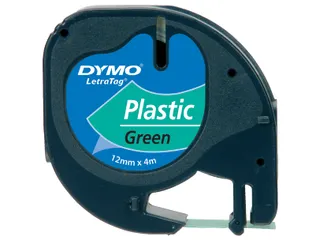 Labeltape Dymo Letratag 91204 plastic 12mm zwart op groen S0721640 - 3