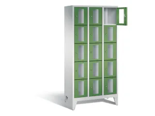 Lockerkast 1850x900x500mm 3x5 vakken Cilinderslot Poten, RAL6011 - 1