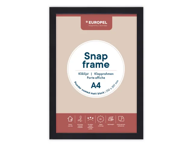 Kliklijst Europel A4 25mm mat zwart