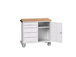 montagetafel 980x1050x600mm multiplexblad 5 laden kast front RAL7035