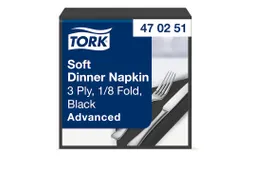 Tork 470251 Soft Dinnerservet 3-laags zwart 39x39cm
