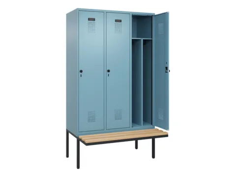 locker met bank,voor scheiding van kleding,HxBxD 2120x1200x815mm,3vak