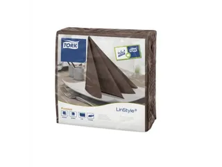Linstyle Dinnerservet 39x39cm cocoa 1/4 vouw, ds 600 stk (12x5 - 1