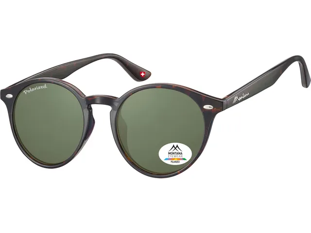 Zonnebril Montana met groen G15 gepolariseerd rond glas turtle