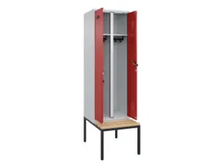 locker met bank,voor scheiding van kleding,HxBxD 2120x600x815mm,2vak