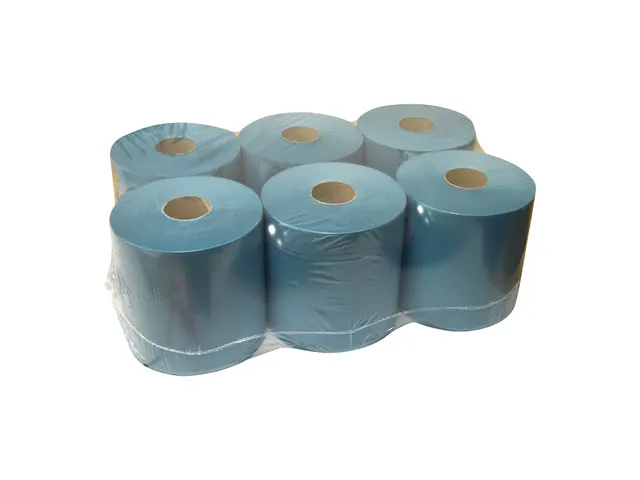 Poetspapier Centerfeed Midi 1-Laags Blauw Recycled Met Koker 6 Rol