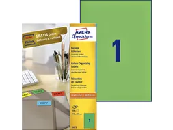 Gekleurde Etiketten Avery Zweckform 210x297mm A4 Groen 100 stuks