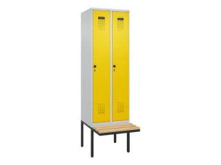 locker met bank,HxBxD 2120x600x815mm,2vak,vak B 300mm,draaigrendel - 3