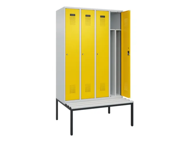 locker met bank,voor scheiding van kleding,HxBxD 2120x1200x815mm,4vak