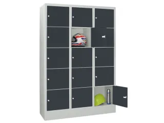lockerkast,HxBxD 1850x1200x500mm,3x5vakken,RAL7035,front RAL7016 - 2