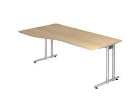 bureau in vrije vorm,HxBxD 740x1800x800/1000mm,blad eiken