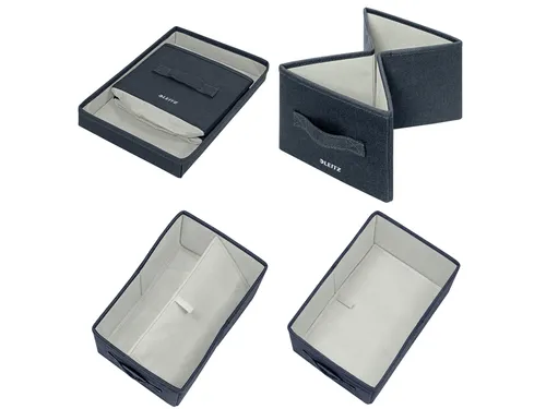 Leitz Stoffen opbergdoos met deksel Grijs 28,5x19x16cm 2 stuks