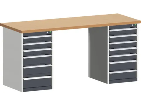 werkbank,HxBxD 940x2000x750mm,beukenblad,draagverm. 1500kg,2containers