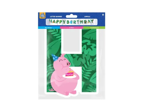Letterslinger Happy Birthday Jungle Groen 2,5 meter