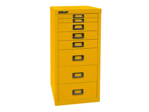 kantoor-ladekast HxBxD 590x279x380mm 8 laden romp + front geel staal