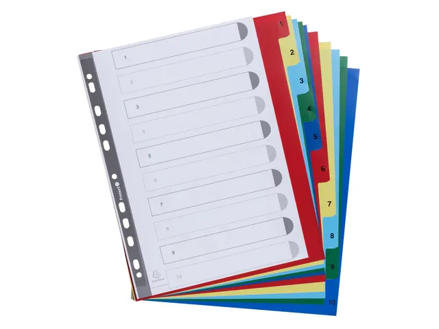 Bedrukte tabbladen numeriek assorti PP A4+ 10-delig 1-10 11-gaats