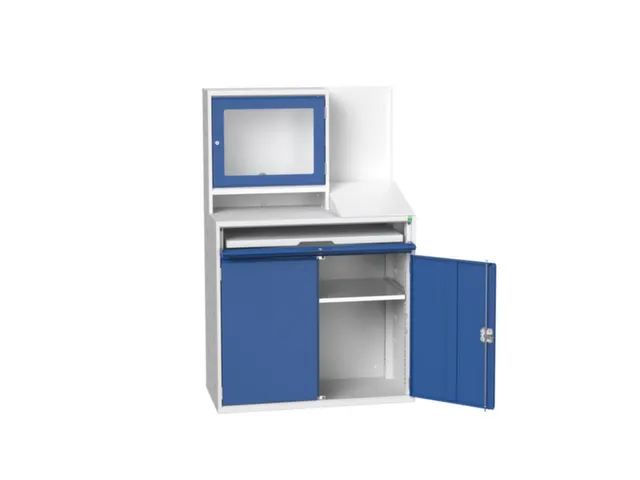 pc-kast monitorvak 1650x1050x550mm toetsenbordblad RAL7035+RAL5010