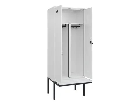 PBM-locker met bank,HxBxD 2120x800x815mm,2vak,vak B 400mm,draaigrendel