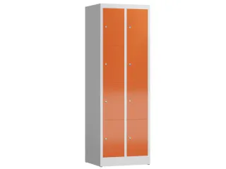 Lockerkast 1800x590x500mm 2x4 vakken cilinderslot, sokkel, RAL3000 - 1