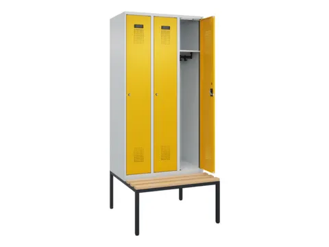 locker met bank,HxBxD 2120x900x815mm,3vak,vak B 300mm,cilinderslot