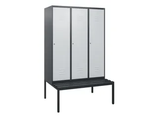 locker met bank,HxBxD 1950x1200x815mm,3vak,vak B 400mm,cil.-slot - 1