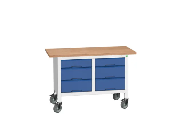 werkbank,HxBxD 830x1250x600mm,multiplexblad,uitrusting: 6lades,RAL7035