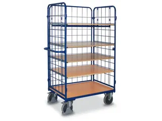 Etagewagen 500kg 1000x700mm H 1820mm 3 Wanden Draadgaas 5 Etages - 2