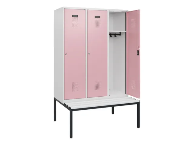 locker met bank,HxBxD 1950x1200x815mm,3vak,vak B 400mm,cilinderslot
