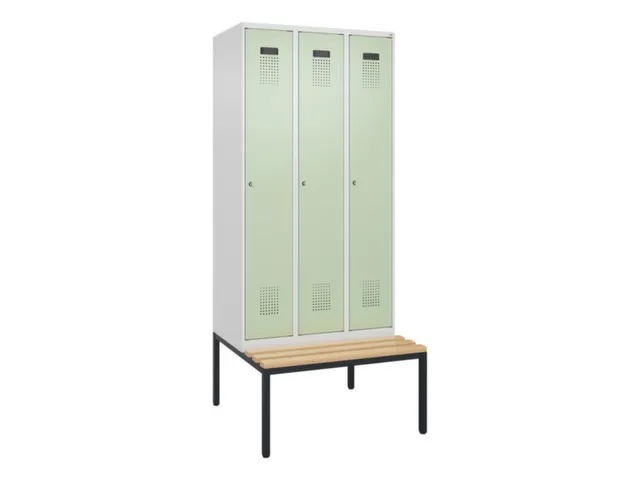 locker met bank,voor scheiding van kleding,HxBxD 2120x900x815mm,3vak