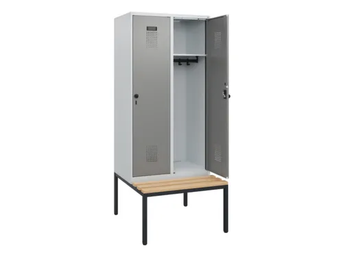 locker met bank,HxBxD 1950x800x815mm,2vak,vak B 400mm,draaigrendel