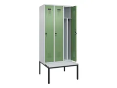 locker met bank,voor scheiding van kleding,HxBxD 2120x900x815mm,3vak