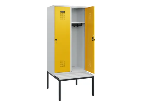 locker met bank,HxBxD 1950x800x815mm,2vak,vak B 400mm,draaigrendel