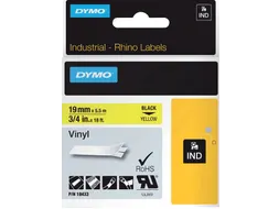 Labeltape Dymo Rhino 18433 Vinyl 19mmx5.5m Zwart Op Geel