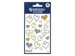 Foliesticker Z-design Gouden/ zilveren hartjes, pakje à 1 vel