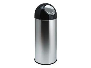 Afvalbak met pushdeksel en binnenemmer 55 liter RVS Zwart - 1