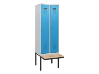 locker met bank,HxBxD 1950x600x815mm,2vak,vak B 300mm,cilinderslot - 2