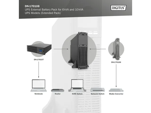 Digitus Extern UPS-Batterijmodule met interne batterij