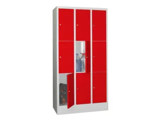 lockerkast,HxBxD 1850x900x500mm,3x3vakken,RAL7035,front RAL3000 - 2