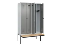 locker met bank,voor scheiding van kleding,HxBxD 2120x1200x815mm,4vak