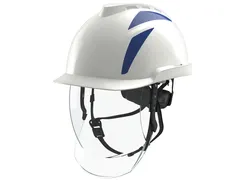 MSA V-gard 950 wit + blauwe reflectiestickers niet geventileerd helm