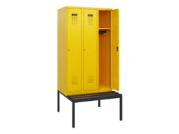 locker met bank,HxBxD 1950x900x815mm,3vak,vak B 300mm,cilinderslot