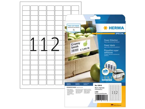 HERMA 10916 Power Etiketten A4 25,4x16,9mm Wit 2800 stuks