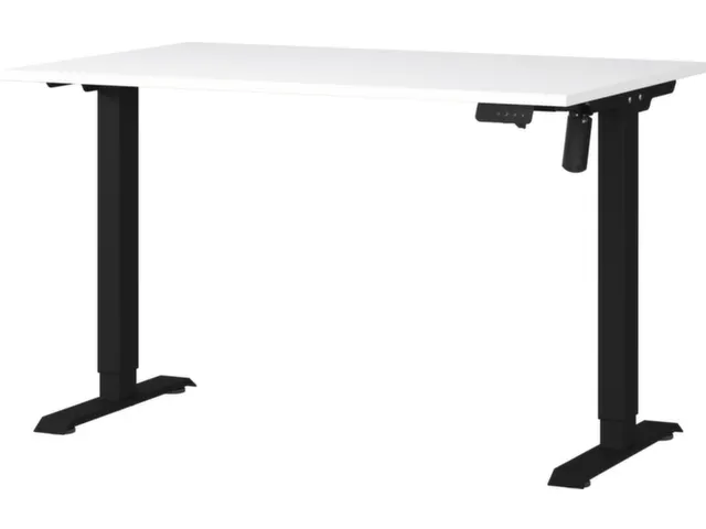 Elektrisch ihv bureau,HxBxD 710-1190x1200x800mm,blad wit,T-voet zwart