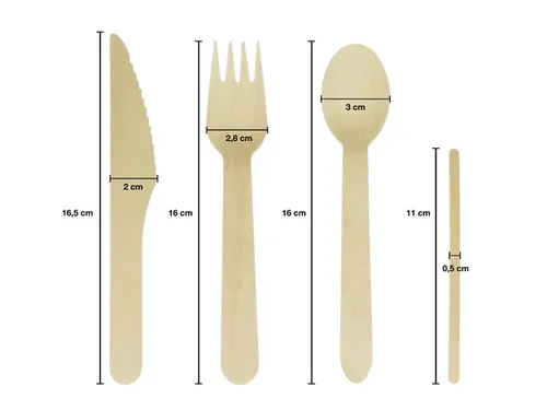 Mes Hout 200 stuks 165 mm biologisch afbreekbaar