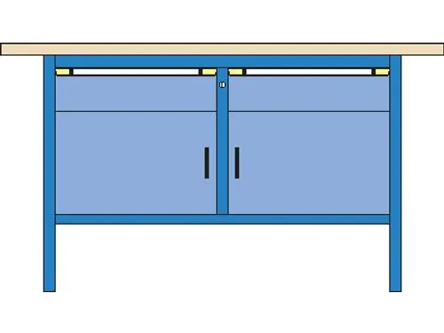 werkbank,HxBxD 845x1500x700mm,multiplexblad,RAL7035,front RAL7035