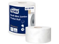 Premium Mini Jumbo T2 Toiletpapier Soft, 2-laags, 850 vel, Wit