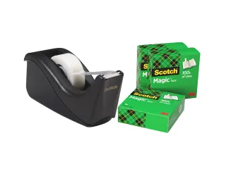 Plakbandhouder Scotch C60 zwart + 4 rollen Magic tape 19mmx33m 5 stuks - 2