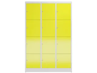 Lockerkast 1800x1185x500mm 3x4 vakken cilinderslot, sokkel, RAL1018 - 2