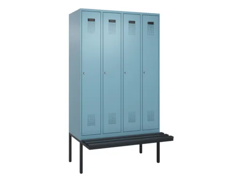 locker met bank,voor scheiding van kleding,HxBxD 2120x1200x815mm,4vak