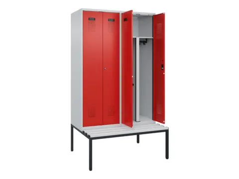 PBM-locker met bank,HxBxD 2120x1200x815mm,4vak,vak B 300mm